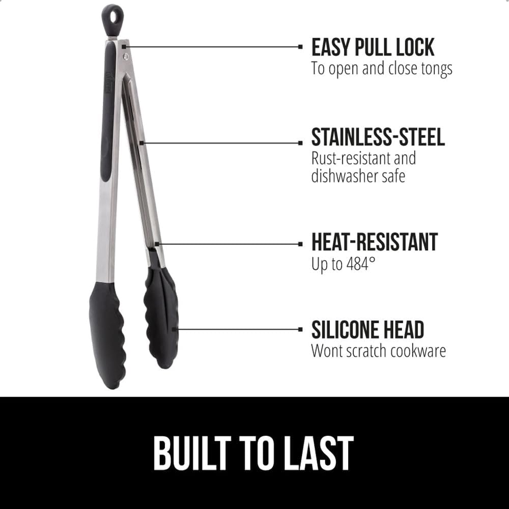 Gorilla Grip Stainless Steel Heat Resistant Kitchen Tongs - Image 2
