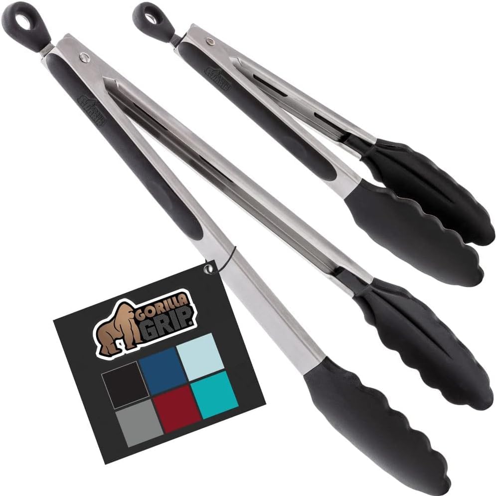 Gorilla Grip Stainless Steel Heat Resistant Kitchen Tongs